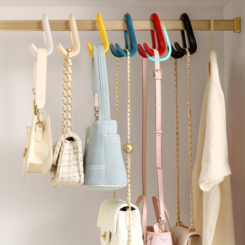 3/2/1Pcs Bag Hanger Hook Double Hooks Space-Saving Clothes Hats Scarf Handbag Storage Rack Wardrobe Backpack Hook