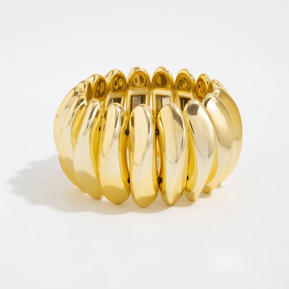 Smudging Acrylic Bangle Wide Rectangle Retro Hand Ring Creative Elastic Rope Bracelet Friend Gift