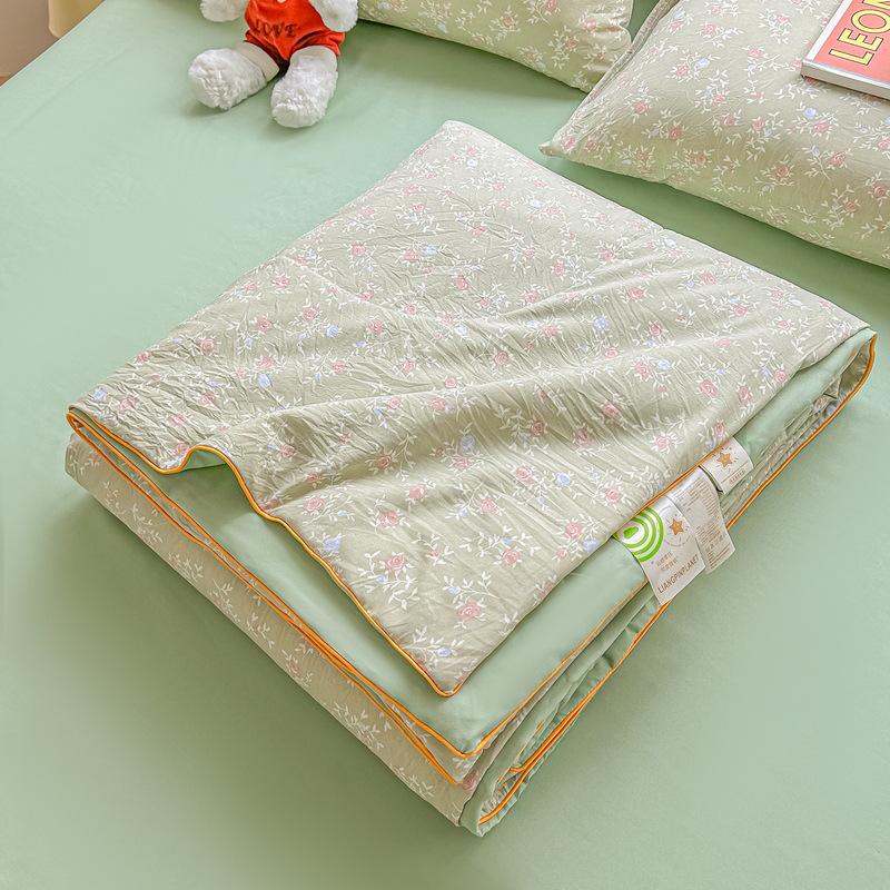 Class A Washed Cotton Soybean Fiber Gauze Quilt - Double Layer Summer Cool, Machine Washable