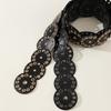 Y2k Disc PU Hollow Belt Zinc Zinc Alloy Concho Waistband Adjustable Rivet Wide Belt  Festival
