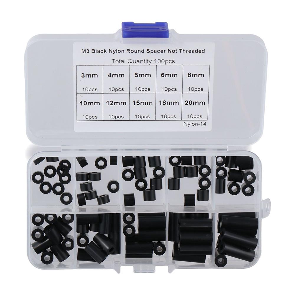 

100pcs Black ABS Round Washers 3mm To 30 Mm M3 Washers for M3 Screws Hardware