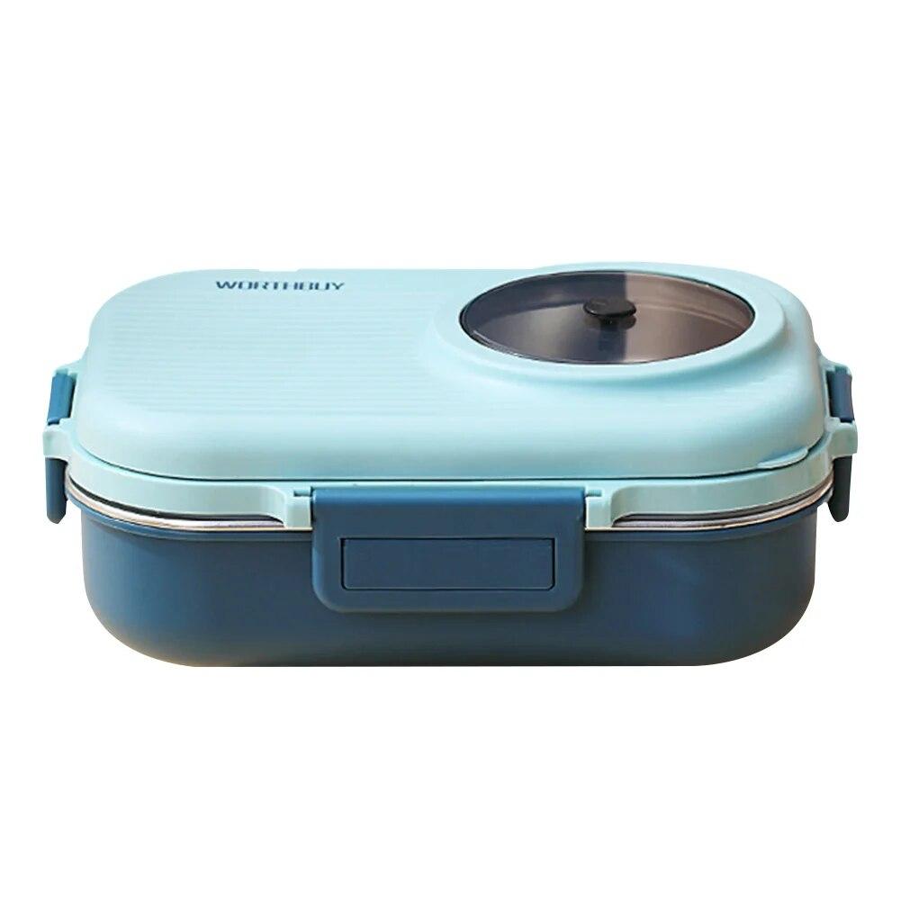 Stainless Steel Lunch Box Leakproof Students 3 Grids Food Container Tableware With Soup Bowl Portable Lunch Boxes