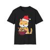 Santa Cat Eating Ramen T-Shirt Christmas Kitty Noodle Bowl Tee