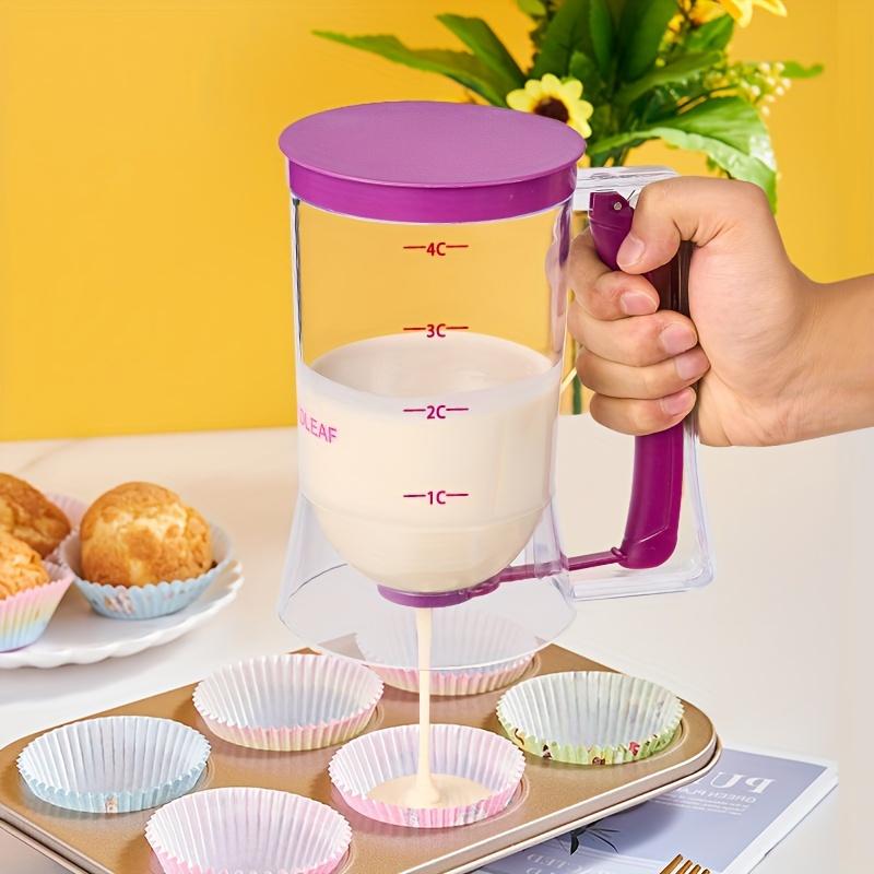 Separador y dispensador de masa para cupcakes: herramienta de taza medidora de embudo de mano para hornear sin ensuciar