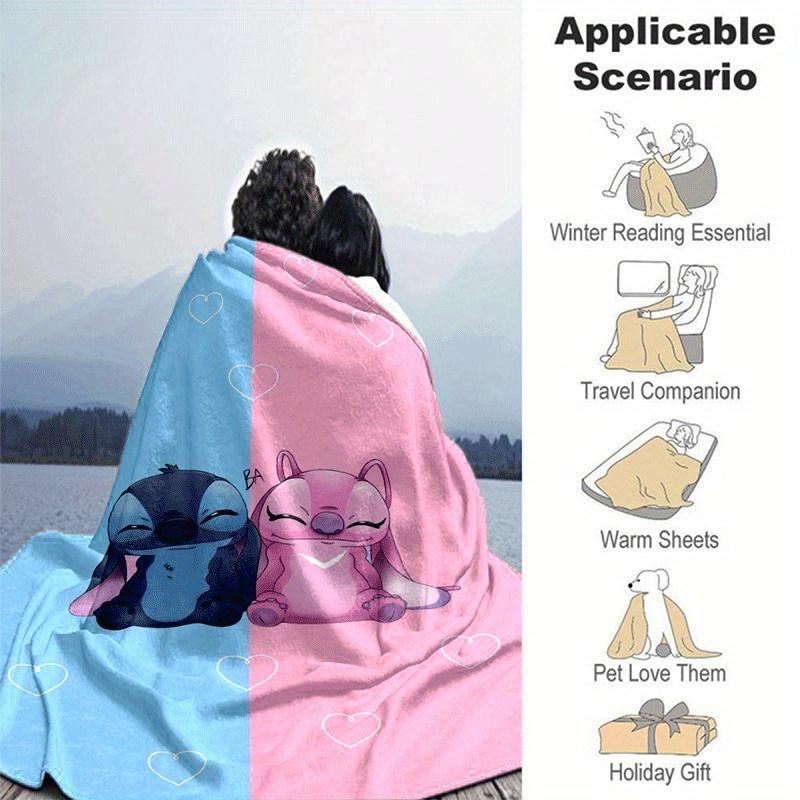 1pc Cute Stitch Printing Blanket - Soft, All-Season Throw for Living Room, Bedroom,Personalized Gift with Adorable Cartoon Design