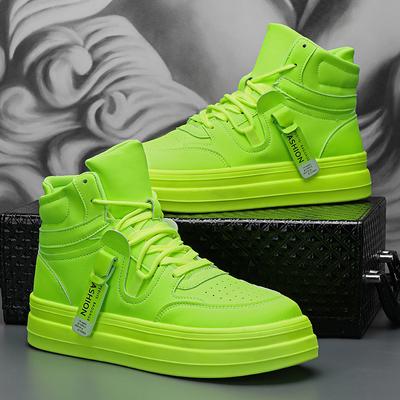 Fashion Trendy Green Height-increasing Platform Sneakers for Men Autumn Winter Casual Sneaker Men Flats Lace-up High Top Sneakers Men