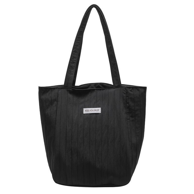 Large capacity tote bag women's new summer striped sewing line simple shoulder bag leisure bag
