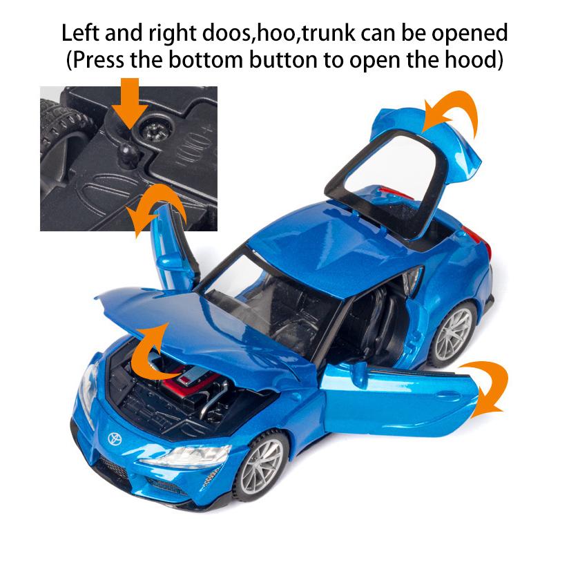 1/32 Scale Toyota GR SUPRA Sports Diecast Car Model Toy, Pull Back Toy Vehicle with Sound and Light for Kids Toddler Boys Girls Gift Collection