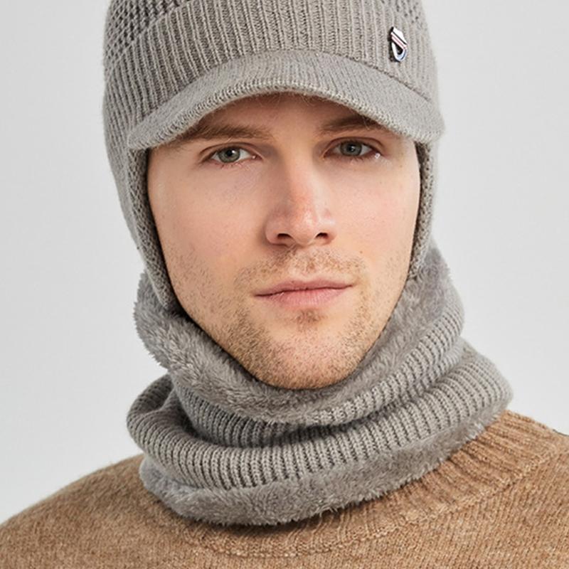Visor Brim Earflap Beanie Hat 
