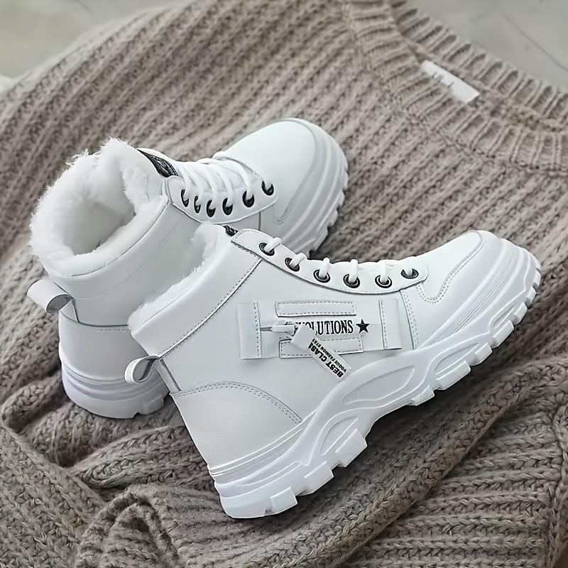 Women Sneakers Casual High Top Shoes Women Thick Lace-up Sports Shoes Designer Sneakers for Women Winter Plush Lined Warm Shoes