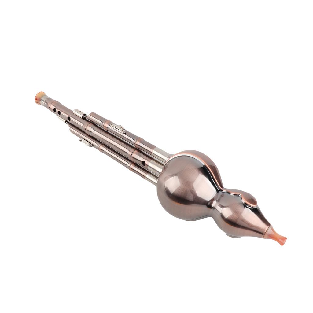 3 Tone C Key Hulusi Gourd Cucurbit Flute Aluminum with Copper Plated Pipes Chinese Traditional Instrument with Chinese