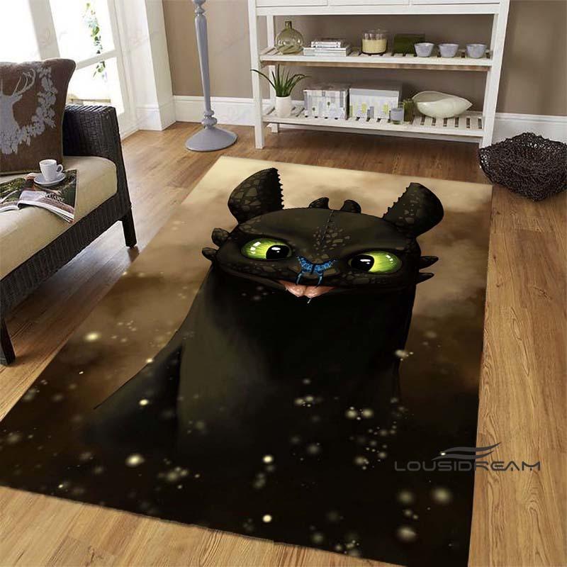 Various sizes of How to Train Your Dragon Toothless pattern rugs, cartoon style, suitable for bedrooms, living rooms, sofa
