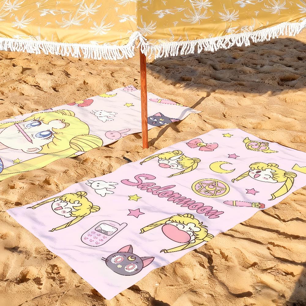 S-SailorES M-MoonS PINK GIRL HEART Towel Quick Drying Beach Towels Are Suitable For Swimming Pools Camping Yoga And The Gym