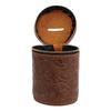 Bank Bucket Retro Carved Pattern Cylinder Portable Leather Zippered   Bank