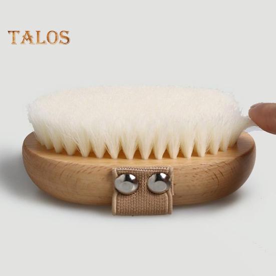 Bath Brush with Beech Wood Handle Soft Nylon Bristles Gentle Exfoliation Hanging Design Shower Brush Bath Accessories