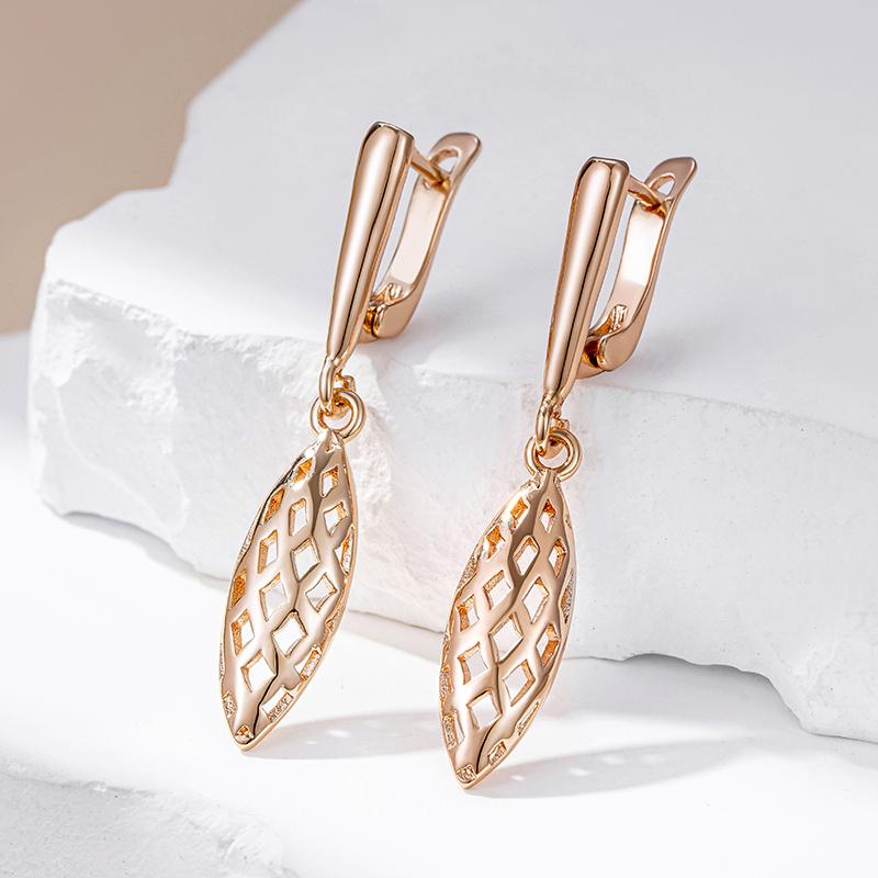 Simple Glossy Dangle Earrings For Women Fashion  Rose Gold Color Accessories High Quality Daily Fine Jewelry