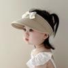 Korean Bow Straw Hat Empty Top Visor Cap Fashion Baby Straw Caps  Kids