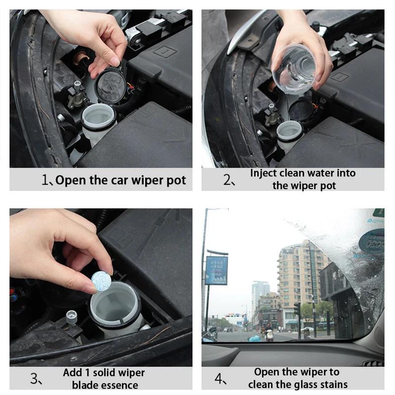 200-10 Stück Festreiniger Autowindschutzscheibenreiniger Brausetablette Auto Scheibenwischerglas Feste Reinigung Konzentrierte Tabletten Waschmittel