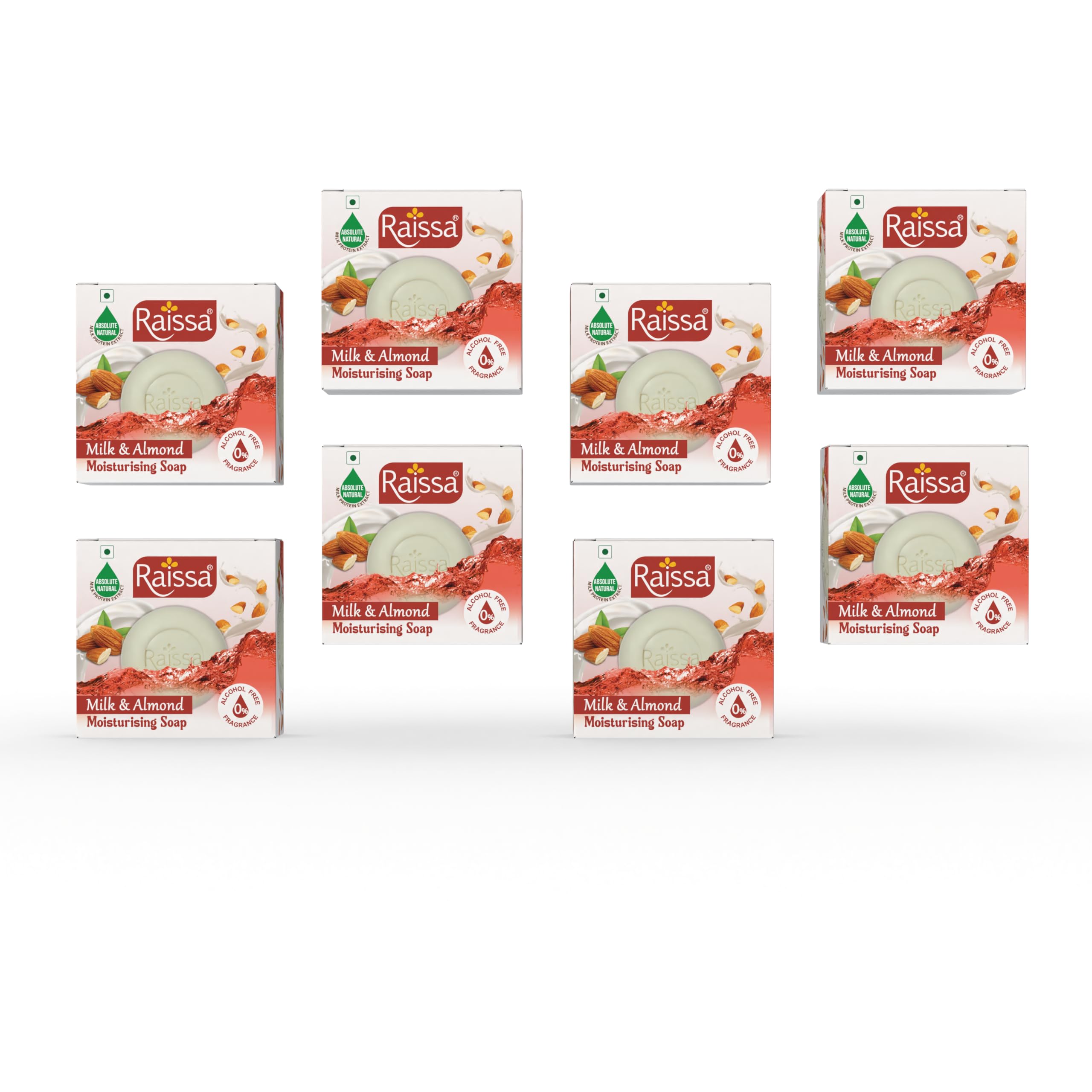

Milk & Almond Moisturizing Bath Soap - 85g Each (Pack of 8) | Hydrating & Nourishing Soap with Natural Ingredients | Softens & Brightens Skin | P