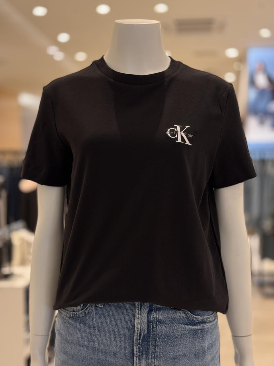 Calvin Klein Women’s Regular Fit Small Monogram Logo Short Sleeve T-Shirt 47AB801 UB1 XS чёрный