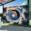 2D-Ebene, 1 Stück, zeigt eine helle Sonne und wechselnde Wolken. Geeignet für Fotostudios und Partyveranstaltungen.