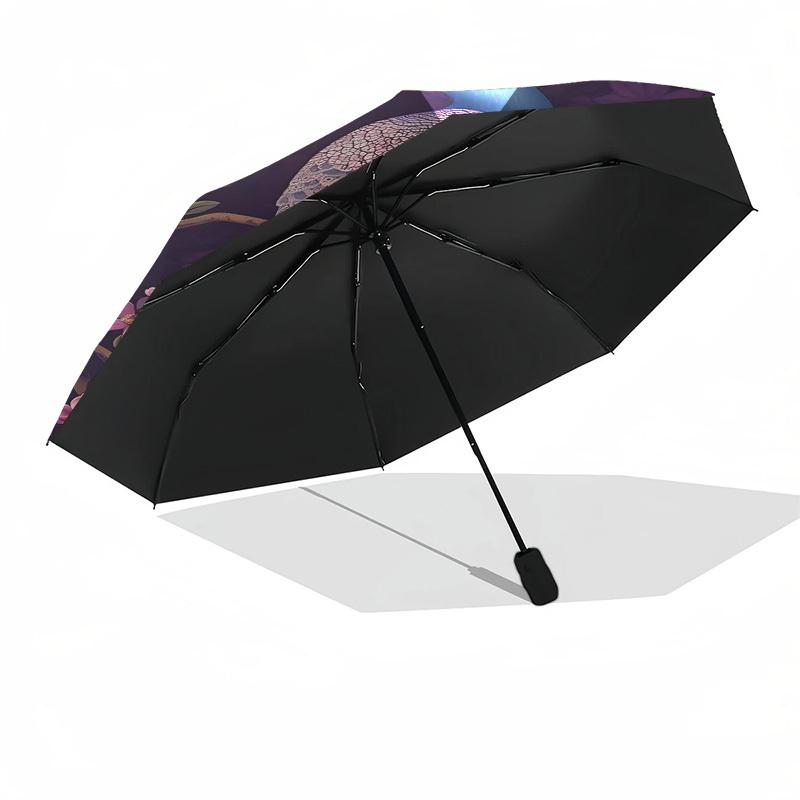 1PC Peacock Flowers Umbrella-8-Rib Reinforced, Automatic Open, Lightweight & Durable, Fashion Accessory for Outdoor, Beach L0354