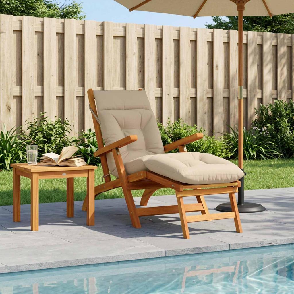 Sun Lounger Cushion VIANEN 100percent Polyester Cream 200 x 50 x 8 cm