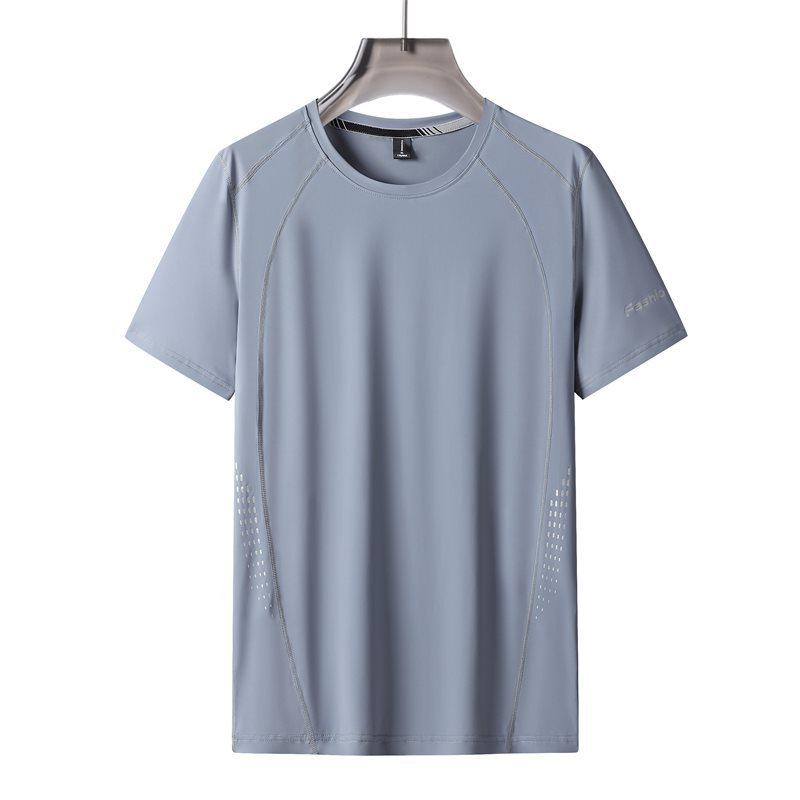 

Plus Size Ice Silk Men s Quick-Dry T-Shirt - Four-Needle Six-Thread, Summer 2026 Edition. 3XL сірий колір