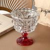 Retro Embossed Glass Ice Cream Cup High Footed Yogurt Dessert Cup Antique European Style Creative Coffee Cup