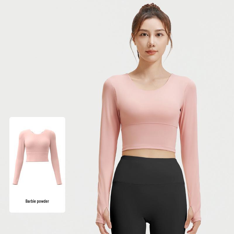 

Женский приталенный топ для йоги с длинным рукавом и перекрещенной спиной, со встроенным бюстгальтером Medium