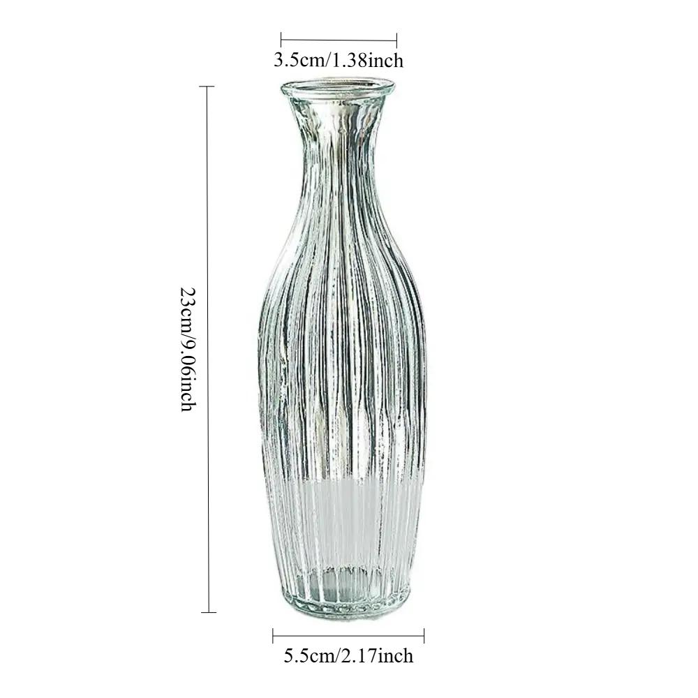 Simple Vintage Embossed Glass Vase Mini Small Flower Vase for Home Decor Table Centerpiece Wedding DIY Craft Gift Idea