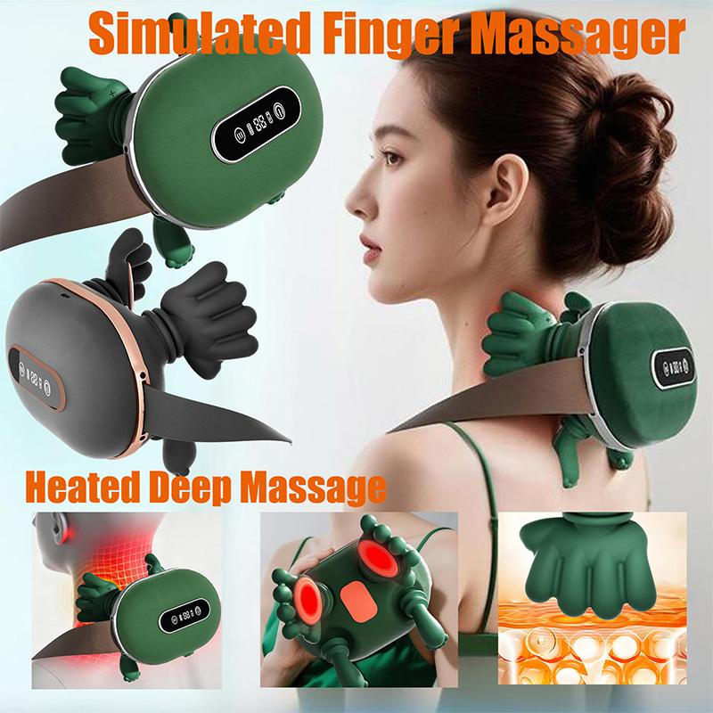 Nackenmassagegerät mit echter Handsimulation, kabellos, tragbar, Nacken- und Rückenmassagegerät, 4D-Knetmassage-Design zur Schmerzlinderung