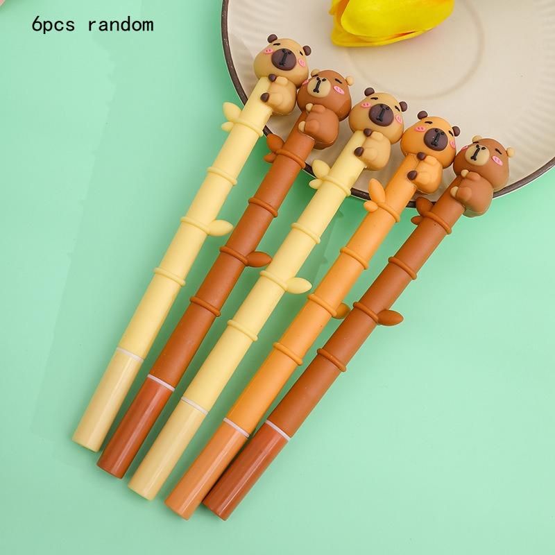 Gift Office Supplies Kapibala Bamboo Gel Pen Student Soft Glue Cute Learning Kawai Stationery High Value Exam Question Signature