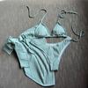 2026 Swimsuit Three-piece Halter Drawstring Band Bikini Three-piece Swimsuit