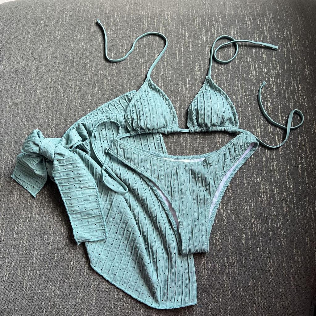 2026 Swimsuit Three-piece Halter Drawstring Band Bikini Three-piece Swimsuit
