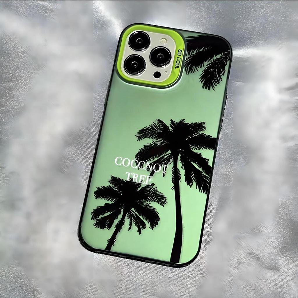 Summer Coconut Tree Silver Phone Case for iPhone 12 Pro Max/13/14/15/16/17