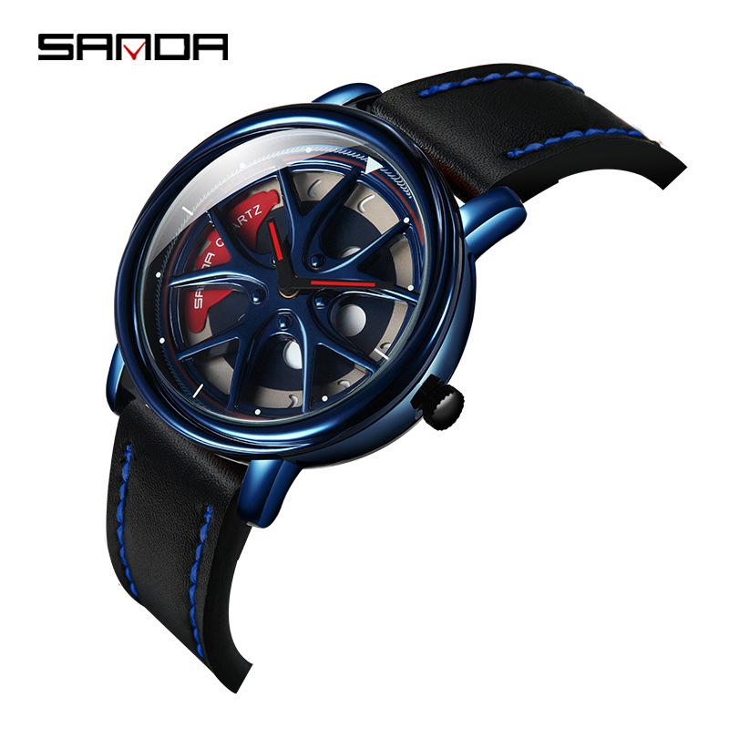 SANDA New Time To Work Fashion Personality Men's Watch Creative Student Sports Belt Watch