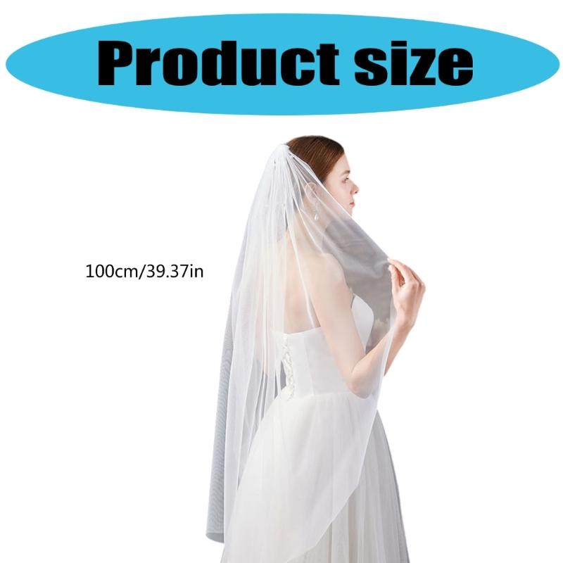Stylish Artificial Pearls Veil Wedding Bride Veil With Secure Hair Comb Design Great For Bridal Shower Special Occasion