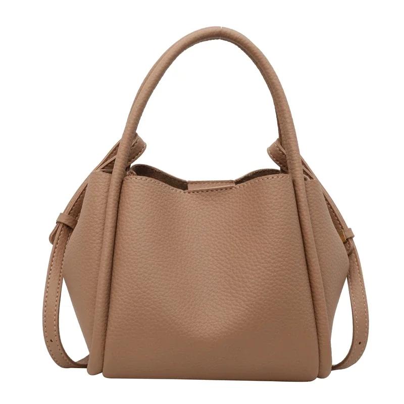 Taška z PU kůže se vzorem Litchi pro ženy Neformální taška Univerzální taška přes rameno Jednobarevná vysoce kvalitní móda