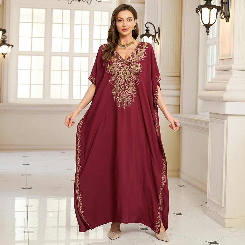 Moda damska Lato Wiosna Kwiatowy wzór Nadruk Rękawy 1/2 Dekolt w serek Luźna talia Sukienki codzienne