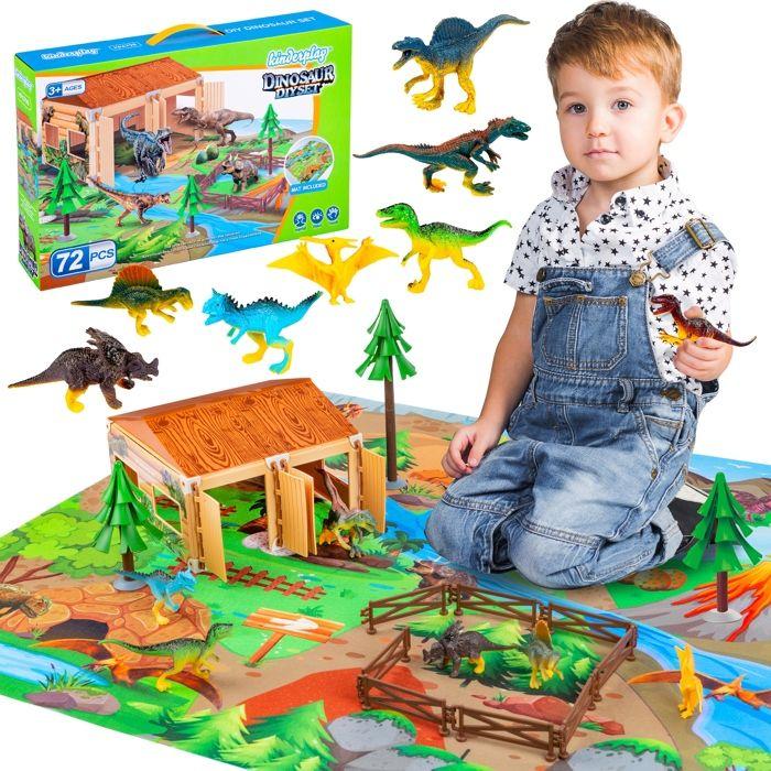 Coffret Dinosaures Avec Tapis Et Enclos, 72 Pièces - Kinderplay (KP6798)