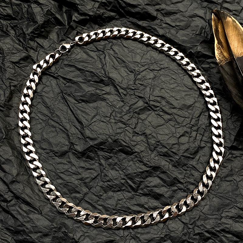 Trendy Six-Faceted Unisex Cuban Chain Necklace - Hip Hop Titanium Steel, Non-Fading, Chunky Style
