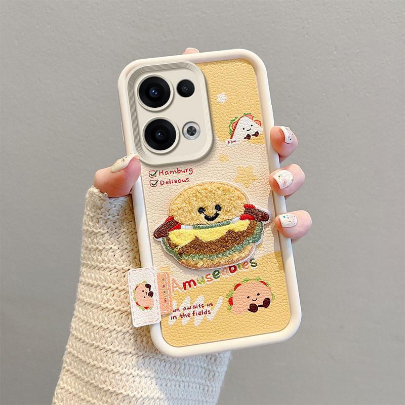 KEYSION Cartoon Cute Plush Embroidery Case for OPPO Reno13 5G with Lanyard Silicone Shockproof Phone Cover for OPPO Reno 13 Pro 5G