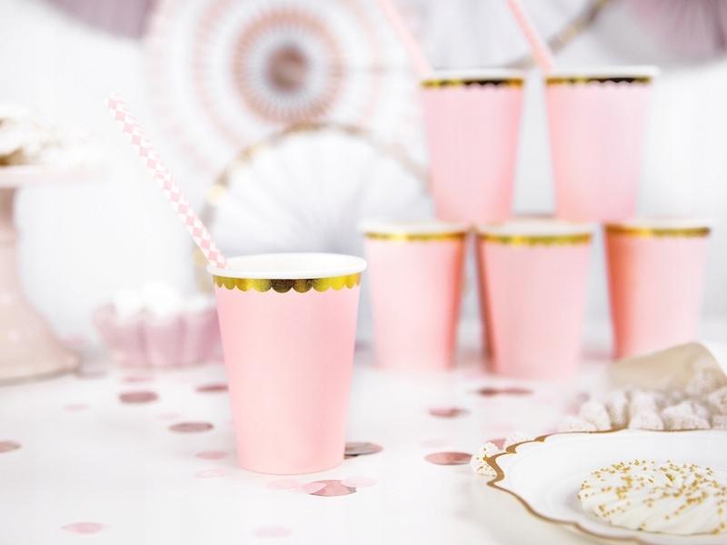 Paper Cups, J. Pink, Golden Edge, 220ml, 6 pcs