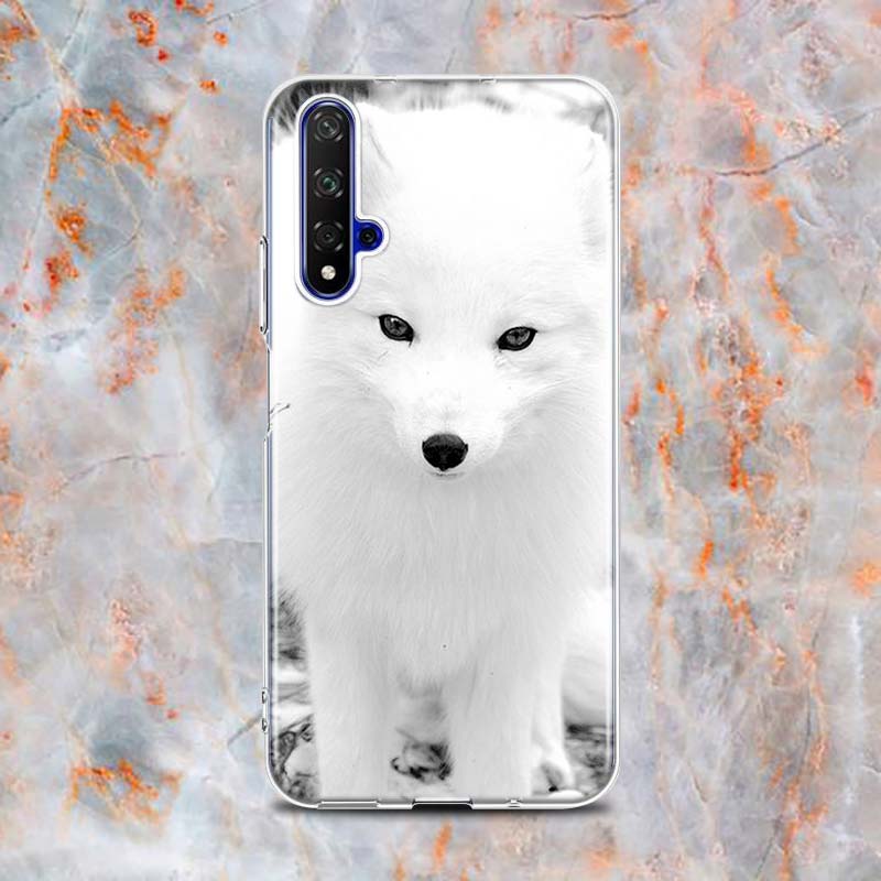 Roztomilý silikonový kryt na telefon polární liška pro Honor 20 20S 20E 8 8A Prime 8X MAX 8C 8S 7A 7C 7S Pro