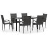 3156665 vidaXL Ensemble à dîner de jardin 7 pcs Gris Résine tressée