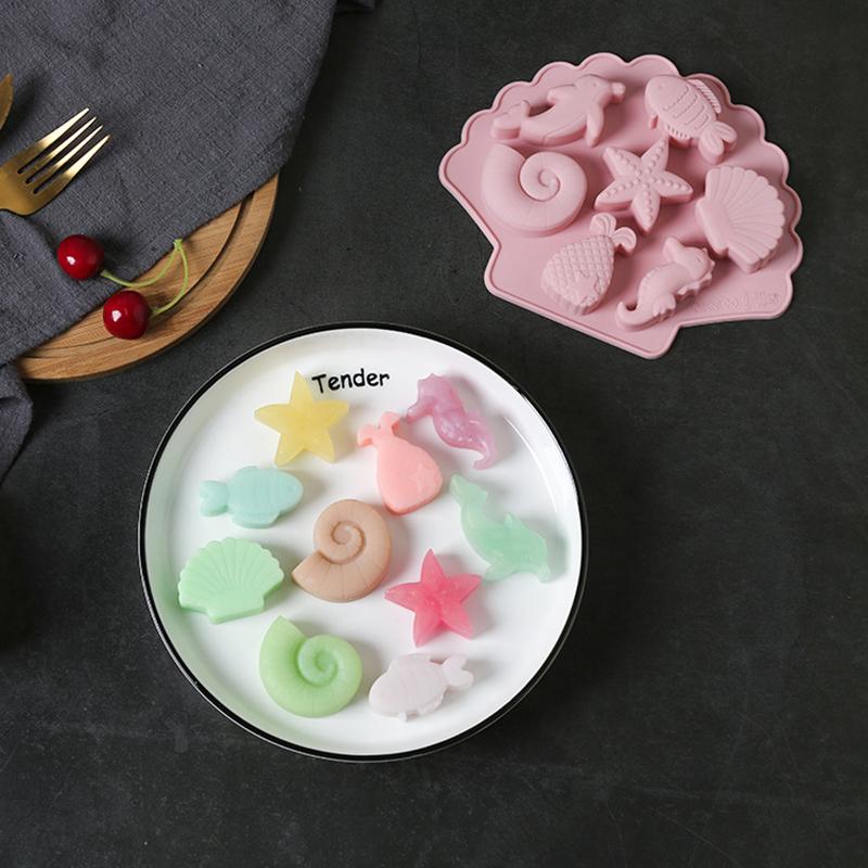 7 Consecutive Sea Creatures Silicone Mold Fondant Baking Cake Chocolate Resin Diy Fish Mould Decoration Tools Cupcake Topper