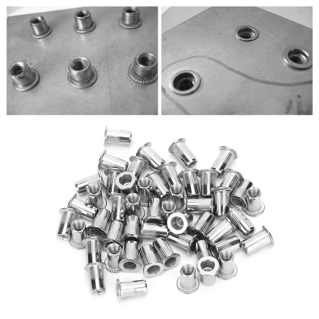 50Pcs Stainless Steel Rivet Nut Ribbing M5 Fastener Hardware Industrial Supplies