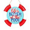 Swimming Pool Sign Summer Wooden Hanging Sign, Weather Resistant Solid Wood Plaque with Outdoor Wall Art Hemp Rope for Beach Party And Decoration