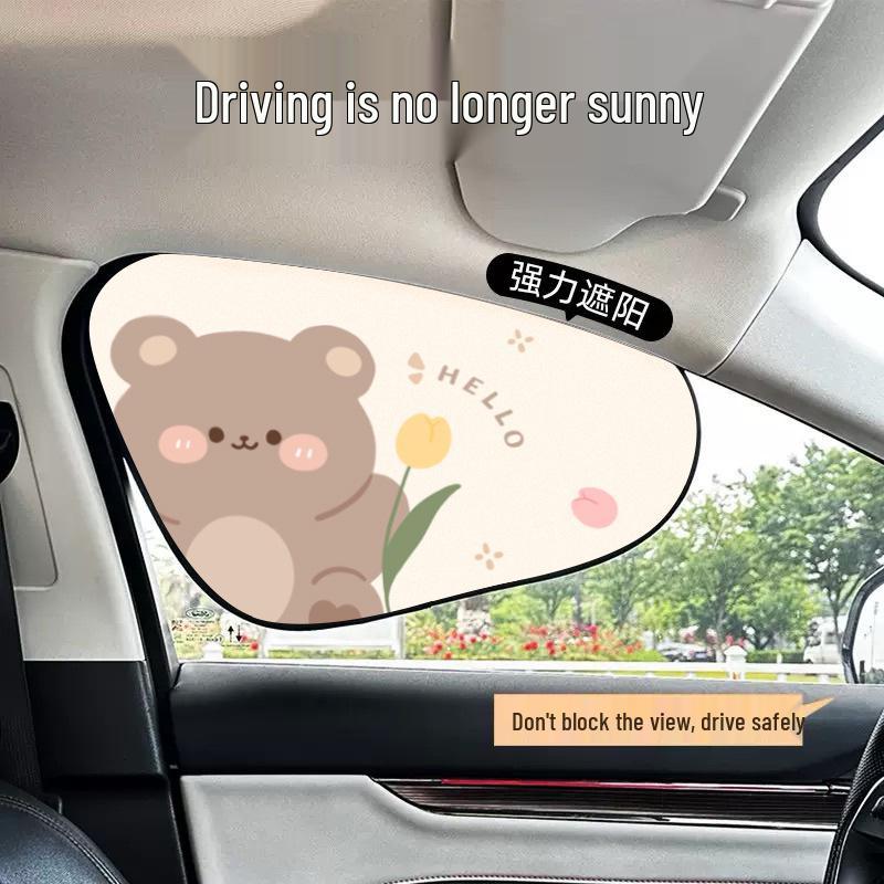 Cartoon Car Sunshade - Cute Electrostatic Heat Insulation Blocker for Summer